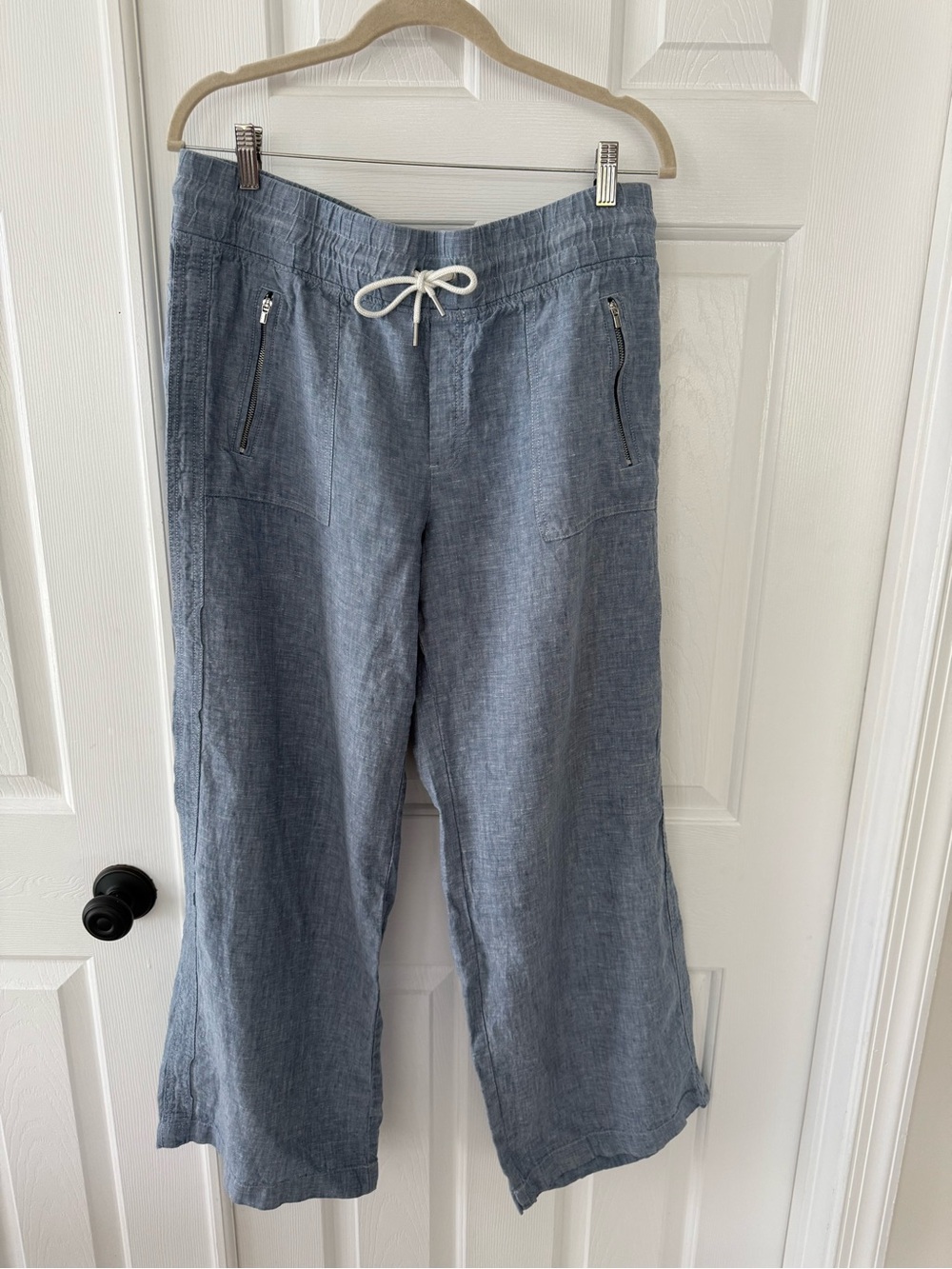 Athleta Linen Wide Leg Pants - Blue